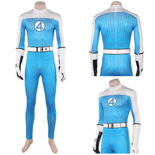 Laden Sie das Bild in den Galerie-Viewer, Human Torch Weiß Blau Kostüm The Fantastic Four: First Steps (2025) Johnny Storm blau Jumpsuit