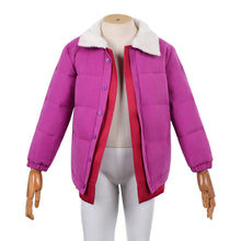 Laden Sie das Bild in den Galerie-Viewer, Kinder Mädchen Eleven lila Jacke Stranger Things: Tales From ‘85 lila Cosplay Outfit