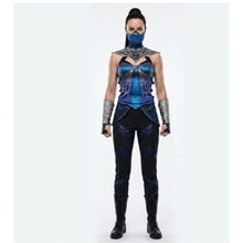 Laden Sie das Bild in den Galerie-Viewer, Mortal Kombat Kitana blau Kostüm Cosplay Outfit