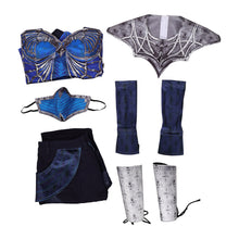 Laden Sie das Bild in den Galerie-Viewer, Prinzessin Kitana blau Kostüm Mortal Kombat Kitana Cosplay Outfit