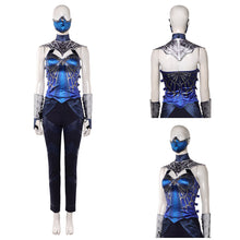 Laden Sie das Bild in den Galerie-Viewer, Prinzessin Kitana blau Kostüm Mortal Kombat Kitana Cosplay Outfit