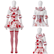 Laden Sie das Bild in den Galerie-Viewer, Terrifier weiß-rot Clown Kostüm Cosplay Outfit