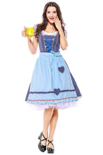Laden Sie das Bild in den Galerie-Viewer, Damen Dirndl Trachtenkleid mit Schürze für Oktoberfest Karneval Kostüm M-XXXL