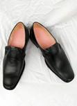 Laden Sie das Bild in den Galerie-Viewer, Gothic Männlich Pointed Schuhe Schwarz Maßgeschneiderte