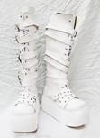 Laden Sie das Bild in den Galerie-Viewer, Sweet Gothic Weiß heavy-bottomed Schnalle Stiefel
